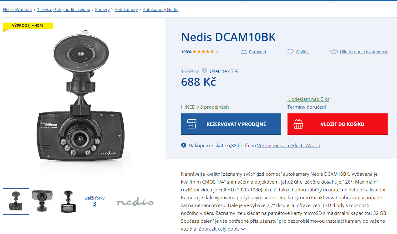 Autokamera Nedis DCAM10 