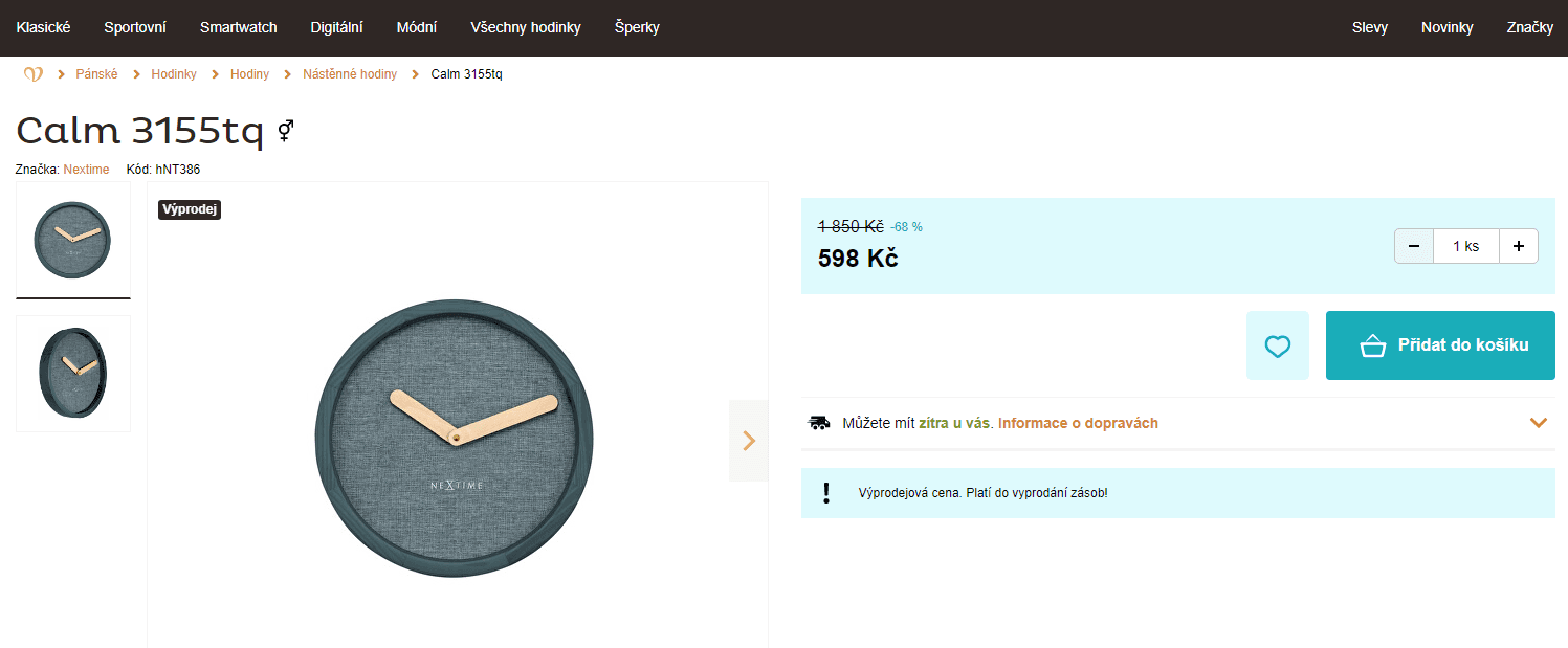 Nástěnné hodiny NEXTIME, 30 cm