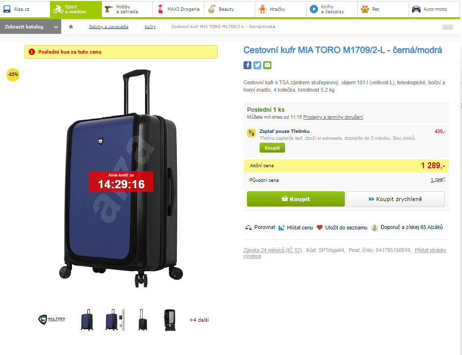 Cestovní kufr Mia Toro, skořepina, 101 l