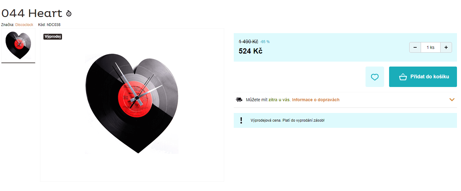 Nástěnné hodiny Discoclock Heart 30cm