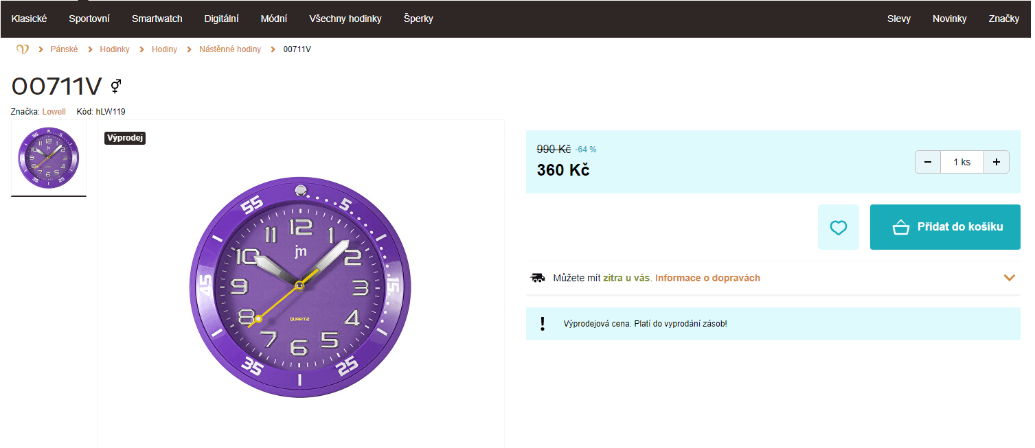 Retro nástěnné hodiny Lowell, 28 cm