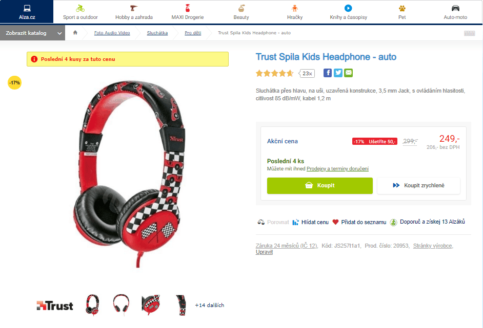 Dětská sluchátka Trust Spila