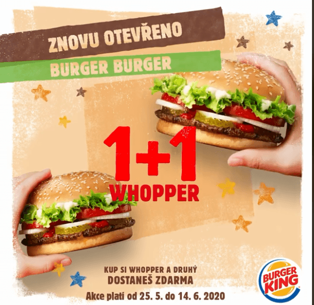 Akce 1+1 zdarma na Whopper