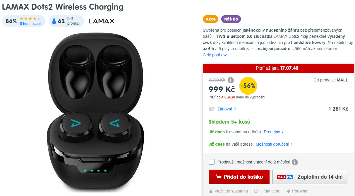 Bezdrátová sluchátka LAMAX Dots2