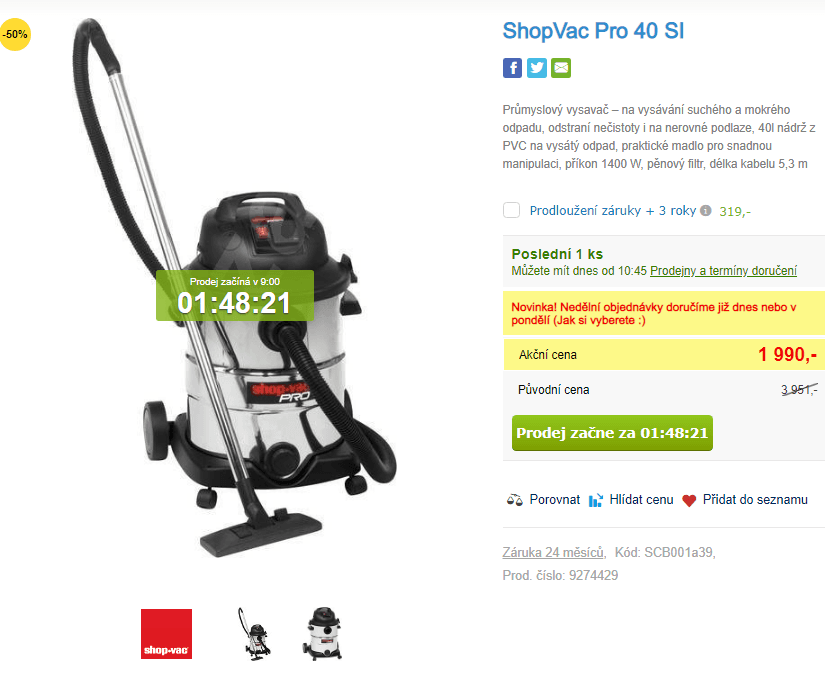 Průmyslový vysavač ShopVac, mokré, suché vysávání