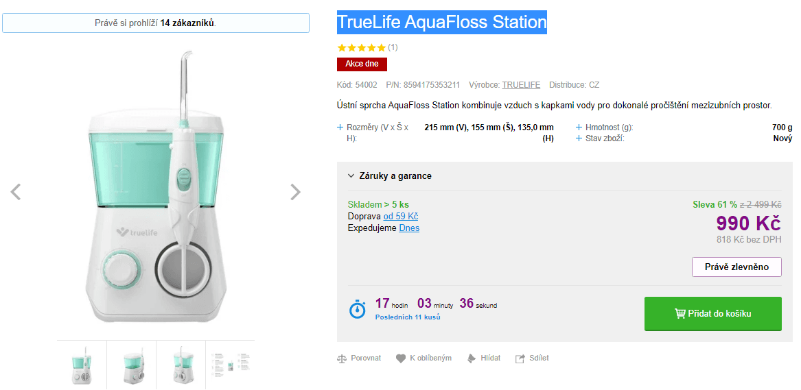 Ústní sprcha TrueLife AquaFloss Station