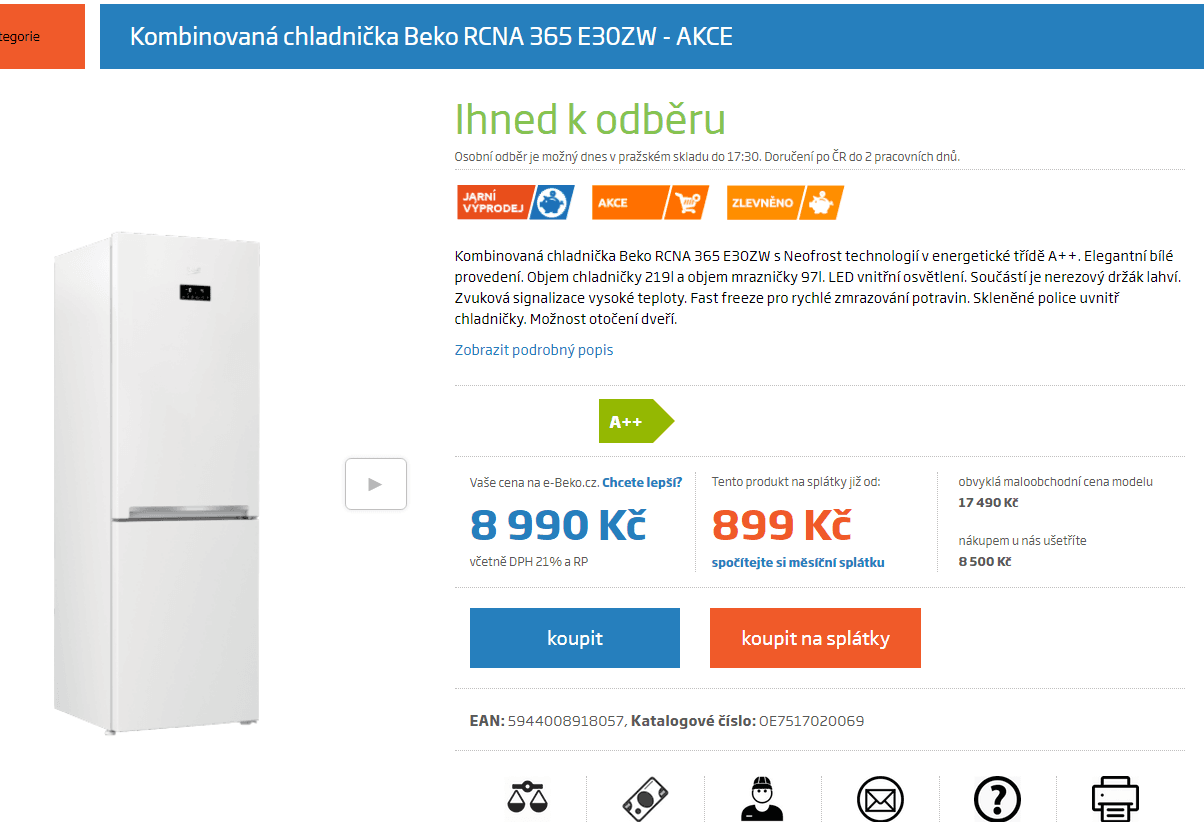 Komb. lednice Beko, A++, 316 l, 185 cm