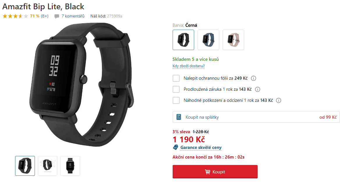 Chytré sportovní hodinky Xiaomi Amazfit Bip Lite