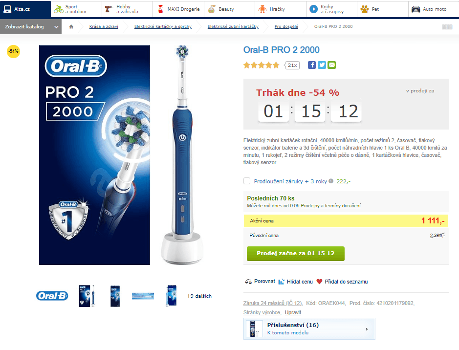 El. zubní kartáček Oral-B PRO 2 2000
