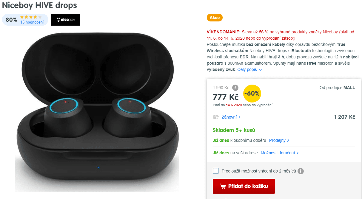 BT sluchátka Niceboy HIVE drops