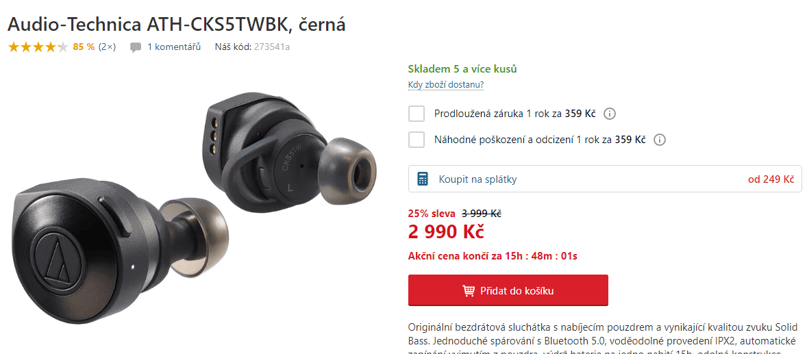 Špičková BT sluchátka Audio Technica