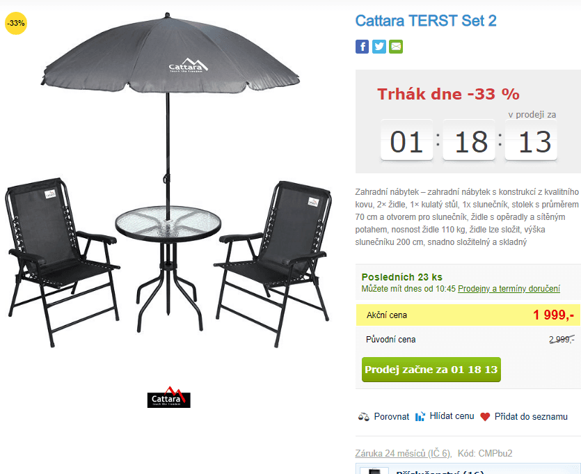 3-dílný set zahradního nábytku Cattara TERST