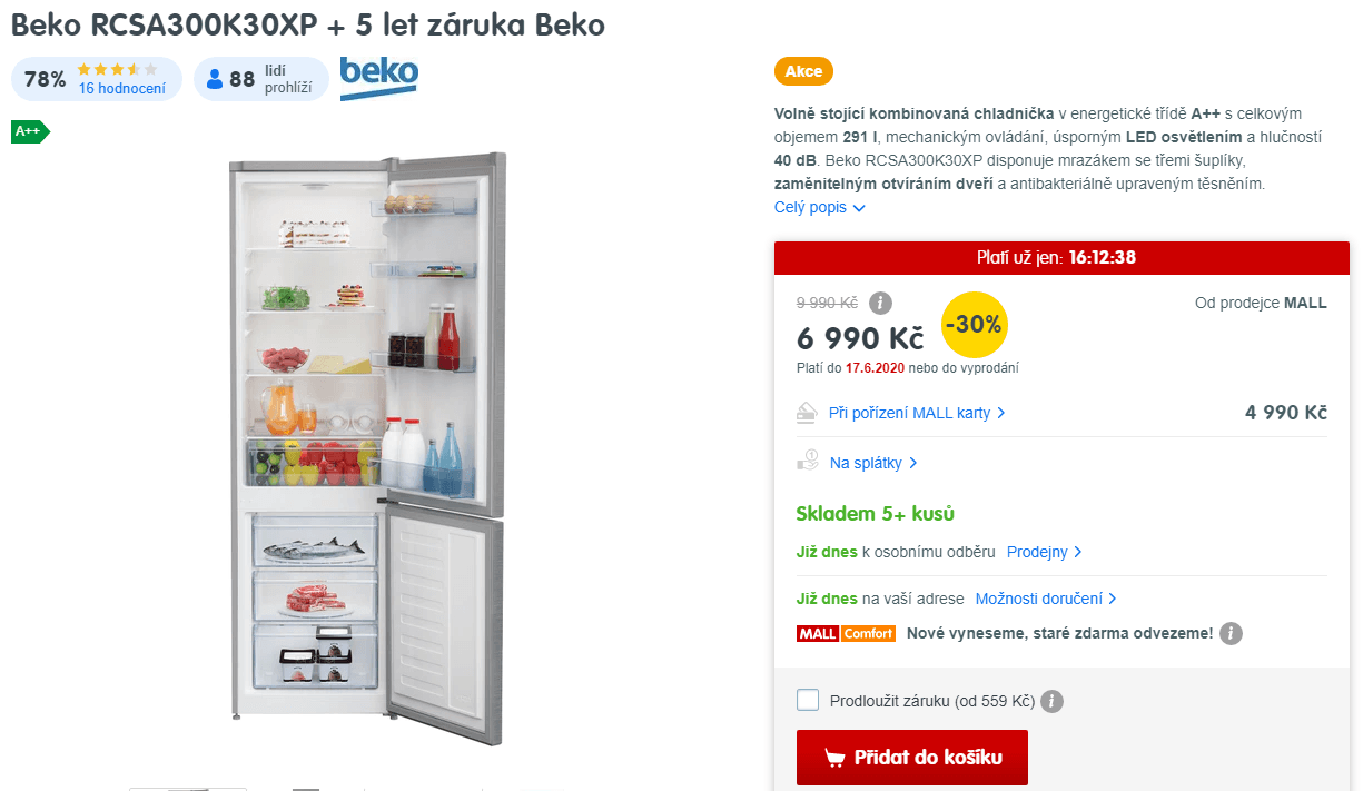 Lednice Beko, A++, 181 cm
