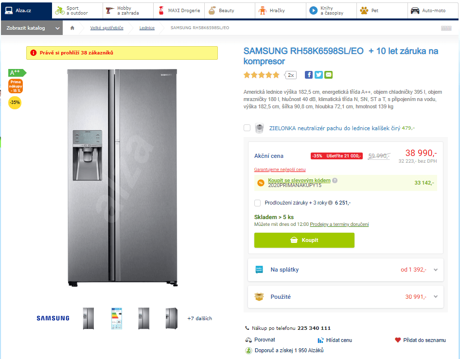 Americká lednice Samsung, A++, 575 l