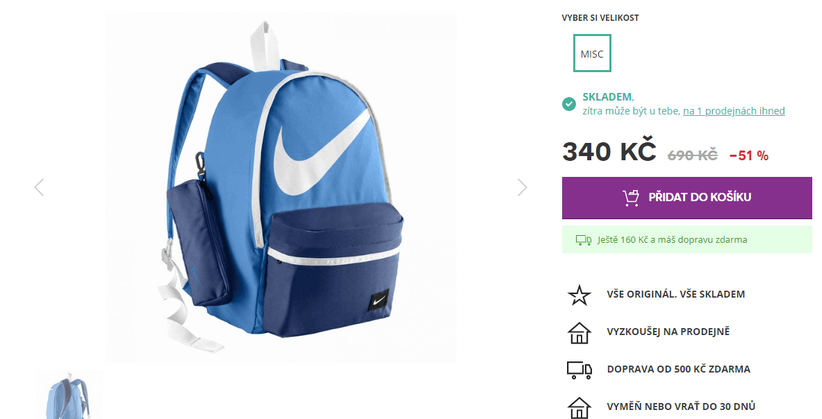 Batoh Nike young athletes halfday, 23l 