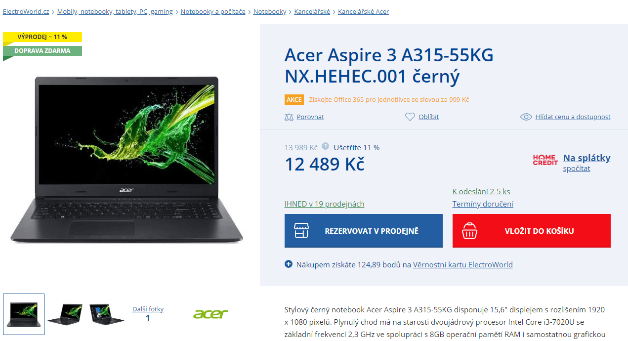 Acer, i3 2,3 GHz, 8GB RAM, 2GB Nvidia, SSD,15,6"