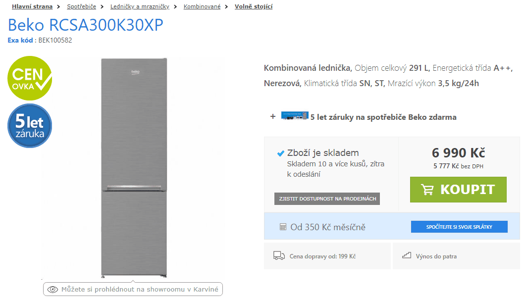 Lednice Beko, A++, 181 cm