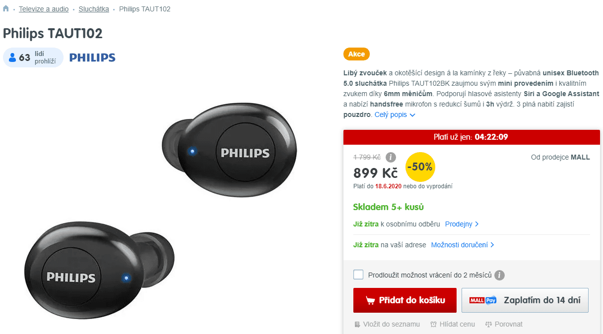 BT sluchátka Philips