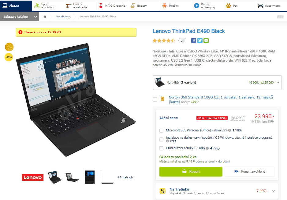 Lenovo, i7 4,6GHz, 16GB RAM, 2GB grafika, 14"