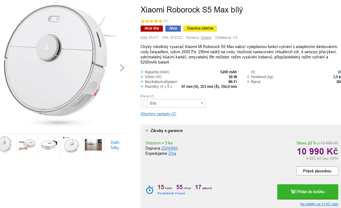 Robotický vysavač a mop Xiaomi Roborock S5MAX