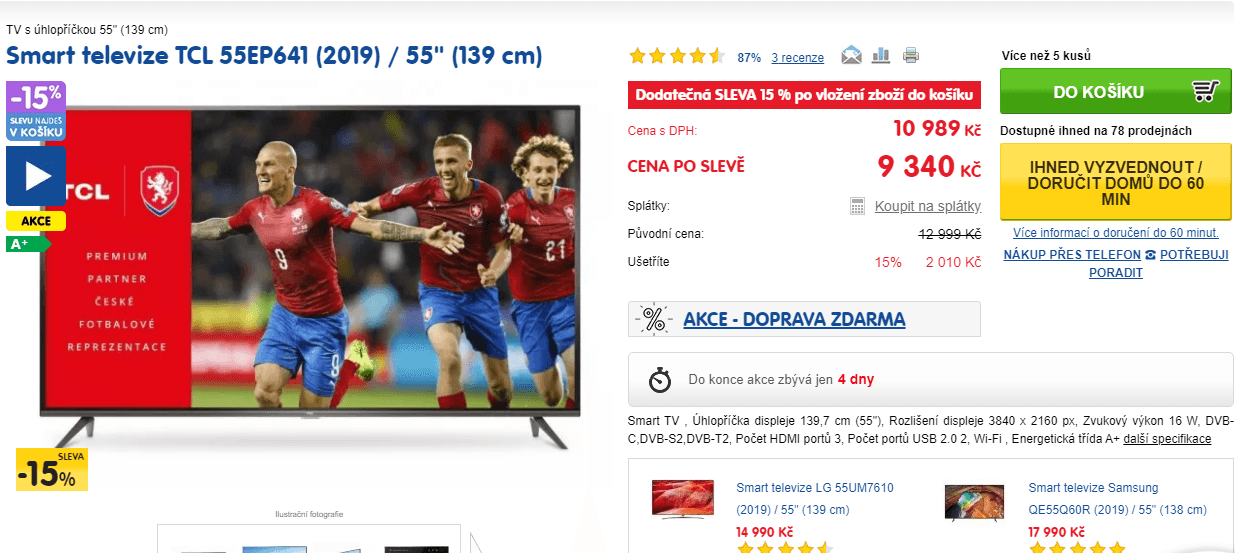 Ultra HD Smart TV, HDR, 139cm, TCL