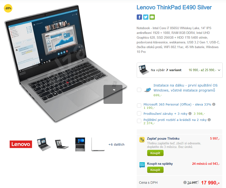 Lenovo, i7 4,6GHz, 8GB RAM, SSD, 14"