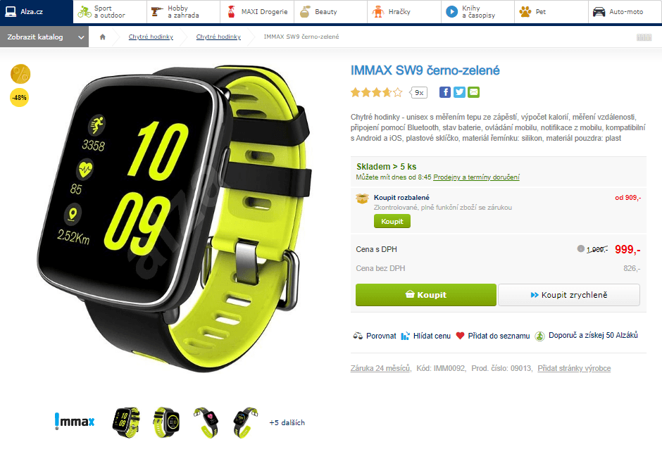 Smart watch IMMAX SW9, tep, 1,54"