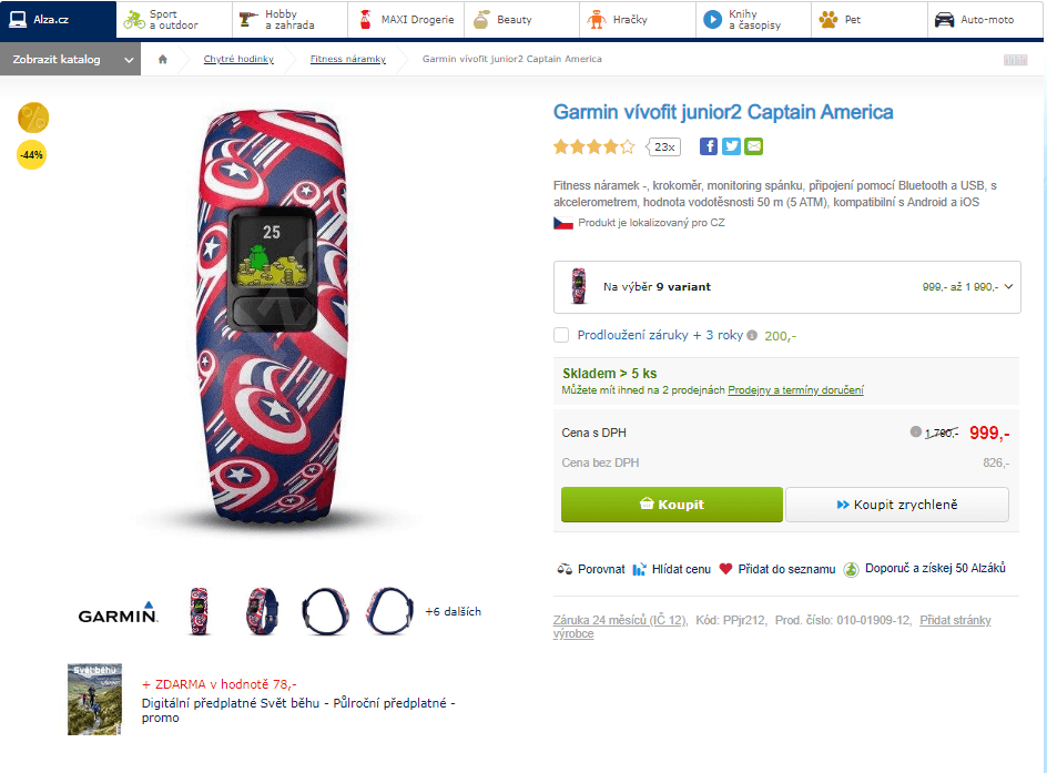 Fitness náramek Garmin vívofit junior2