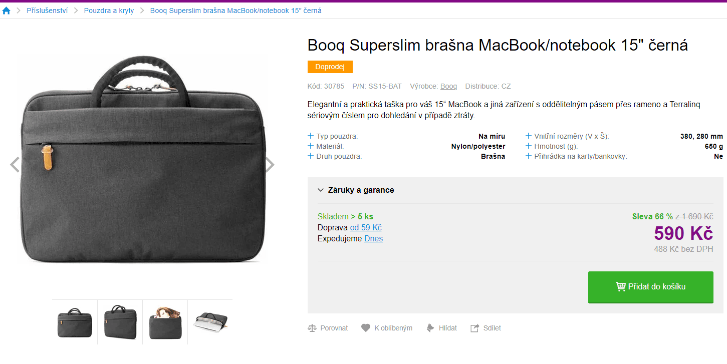Superslim brašna MacBook/notebook 15"