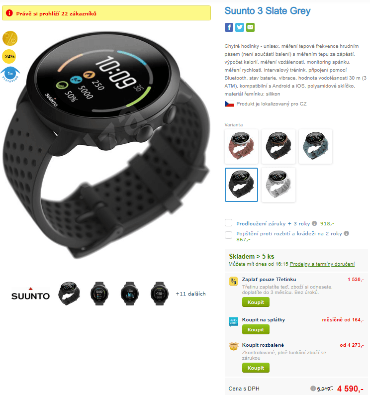 Chytré hodinky Sporttester Suunto 3
