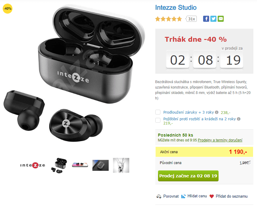 Sportovní BT sluchátka Intezze STUDIO