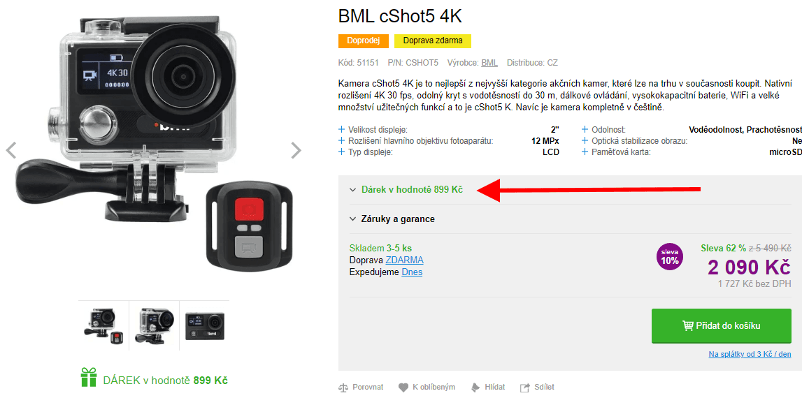 Akční kamera BML, 4K, Wifi, super zpomalené