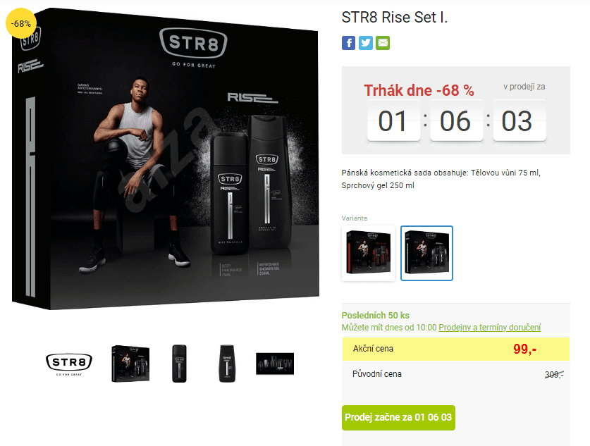 Pánská sada STR8 Rise, deo 75ml, gel 250 ml