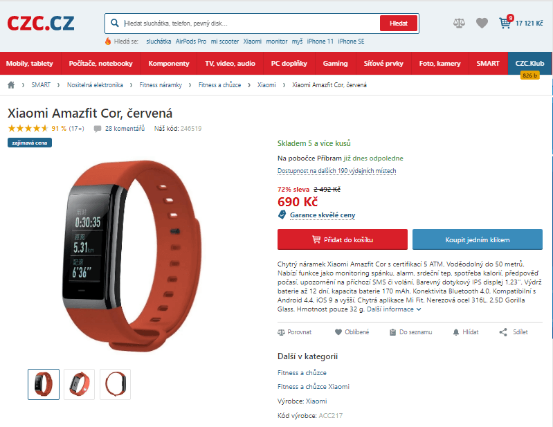 Chytrý náramek Xiaomi Amazfit Cor 