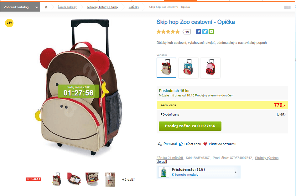 Kufr Skip hop Zoo opička - kolečka, madlo