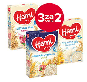 Dětské kaše Hami 2+1 zdarma