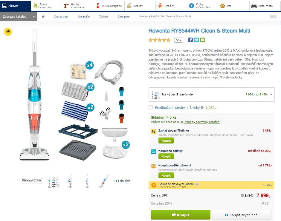 Tyčový vysavač 3v1 Rowenta