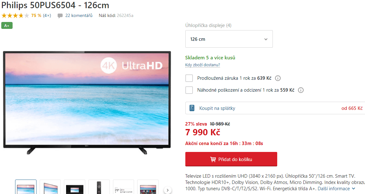 Ultra HD Smart TV, HDR, 126cm, Philips