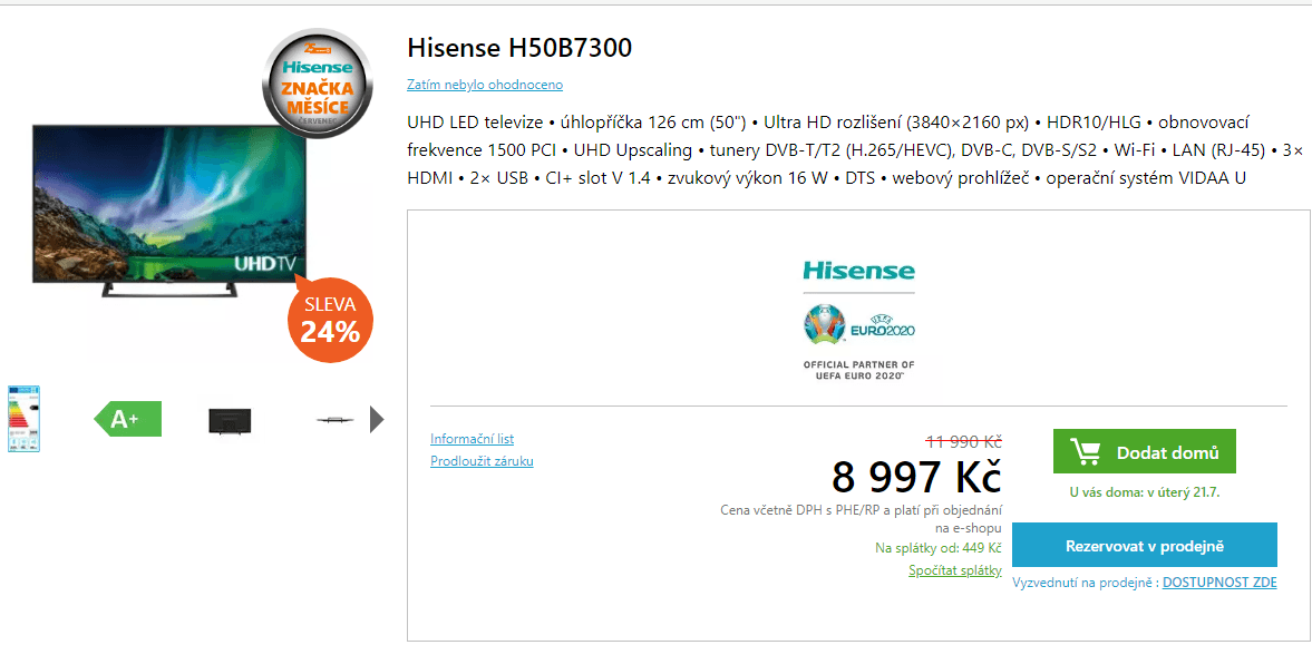 Ultra HD Smart TV, HDR, 126cm, Hisense