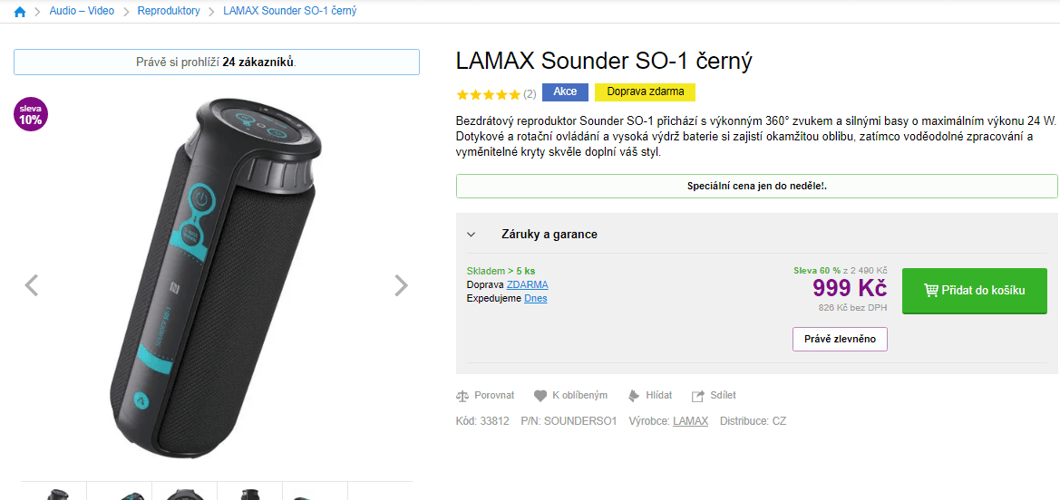 BT reproduktor LAMAX Sounder, 360°