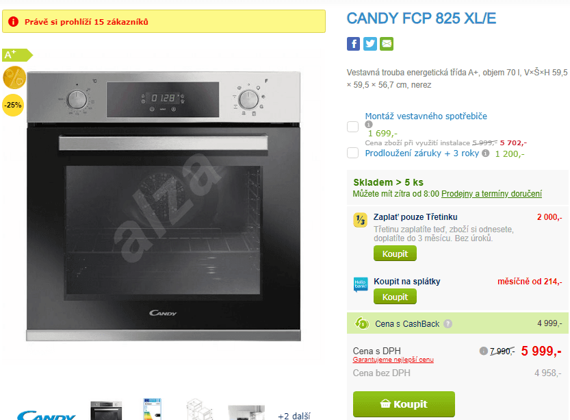 Vestavná trouba Candy, A+