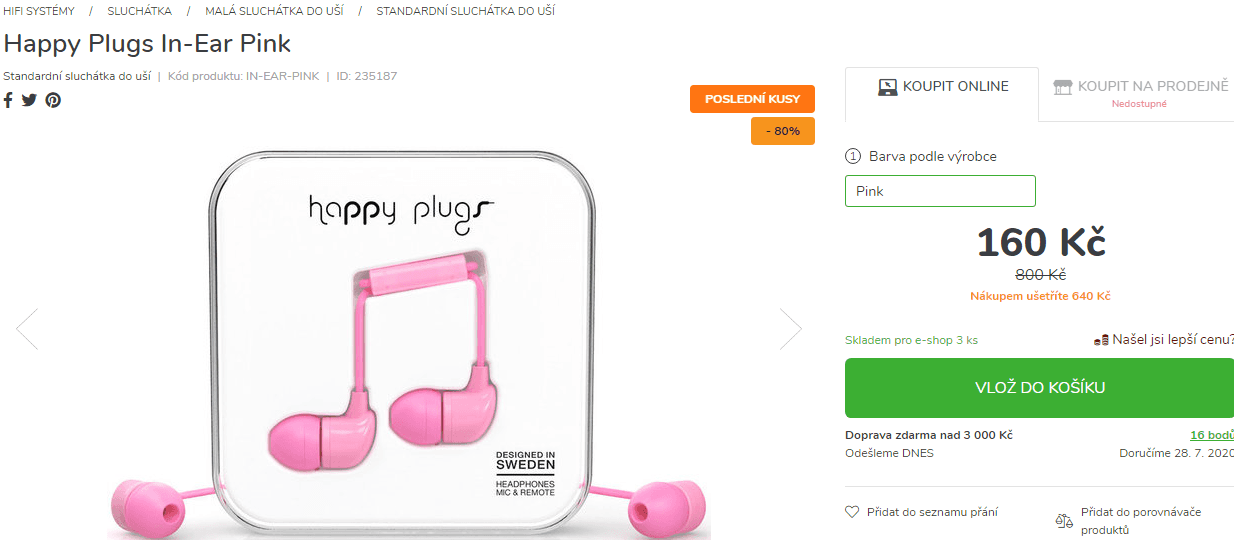 Sluchátka do uší Happy Plugs In-Ear