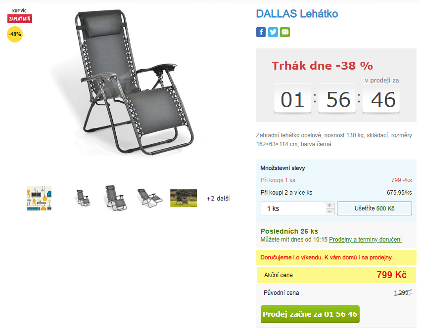 Polohovatelné lehátko V-GARDEN DALLAS