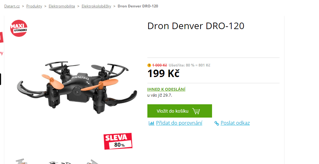 Dron Denver DRO-120, 6 minut
