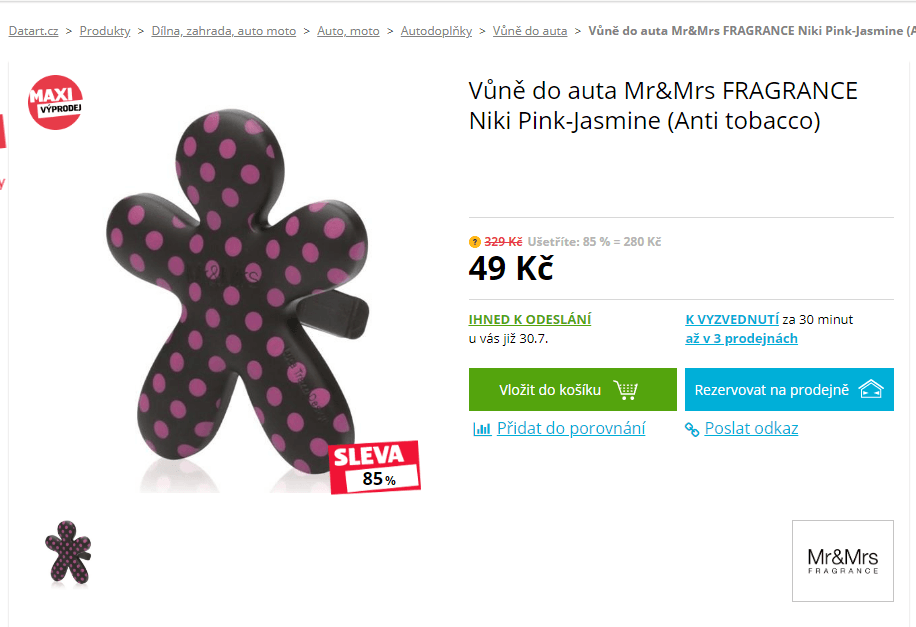 Vůně do auta Mr&Mrs Fragrance Niki