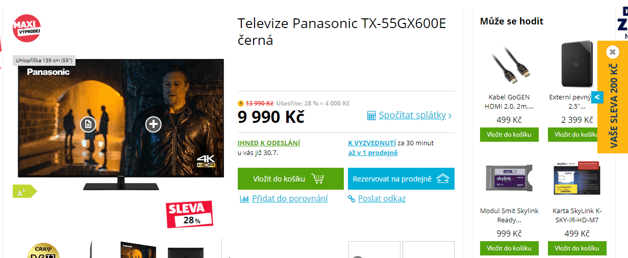4K, Smart TV, HDR, 140cm, Panasonic