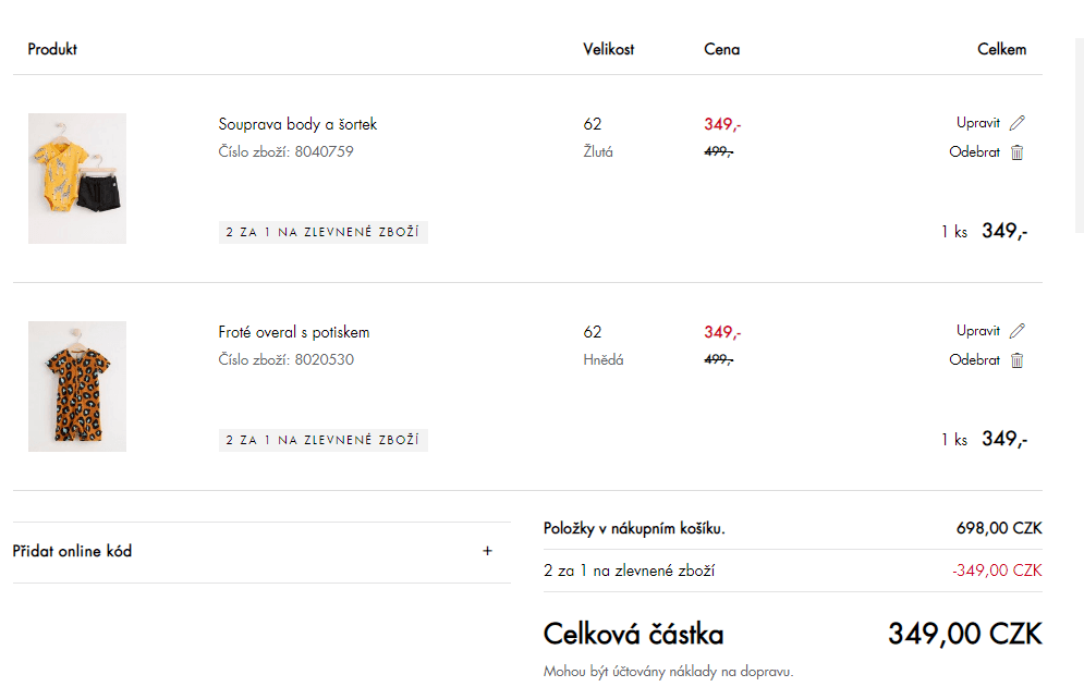 Lindex - zboží z výprodeje 1+1 zdarma