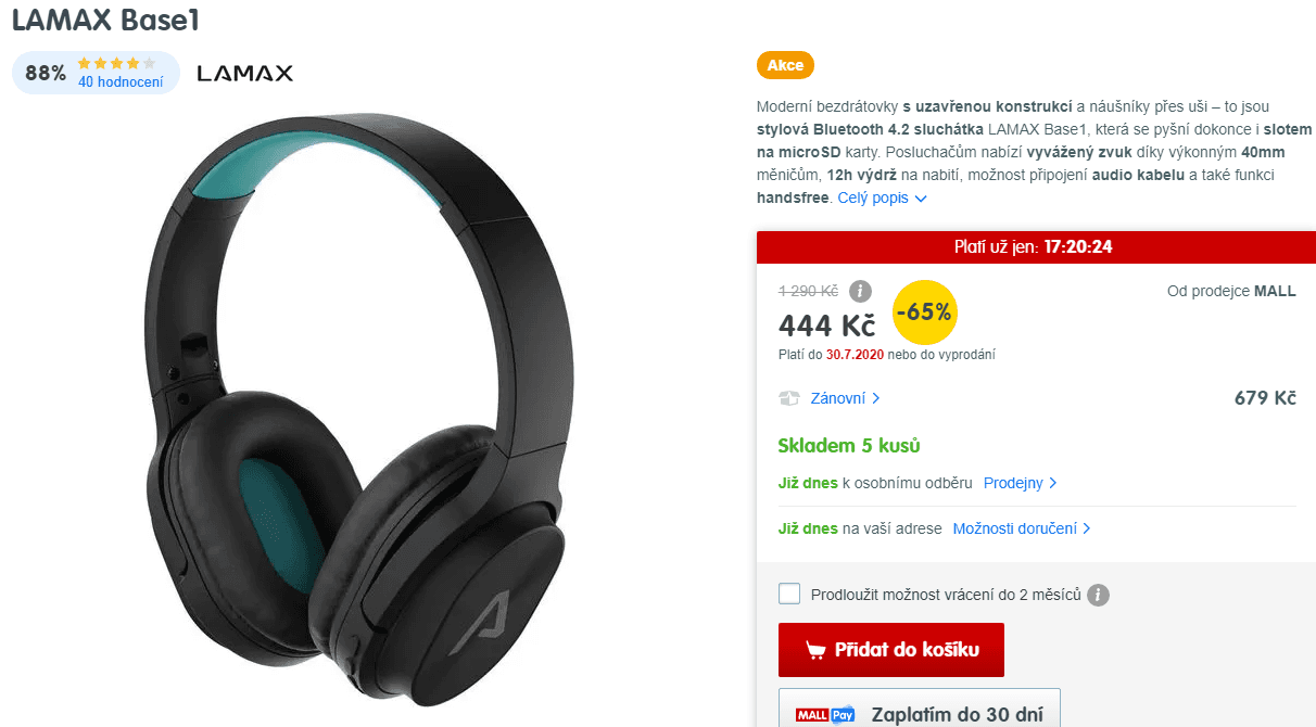 BT sluchátka Lamax Base1