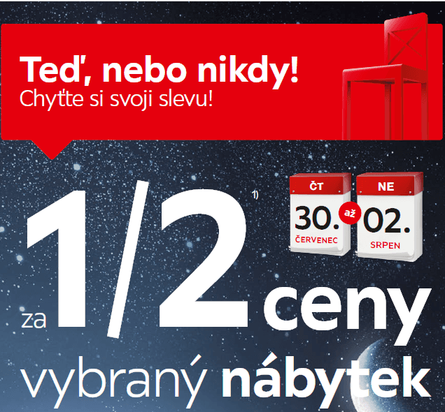 Sleva 50% na vybraný nábytek