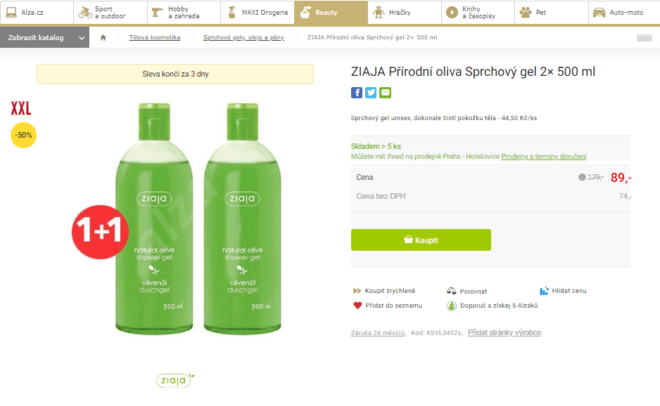 Ziaja oliva sprchový gel 2× 500 ml